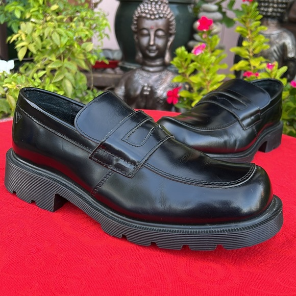 🏴󠁧󠁢󠁥󠁮󠁧󠁿 Dr. Martens MIE Mono Black Chunky Block Heel Penny Loafers UK 7 - Picture 5 of 17